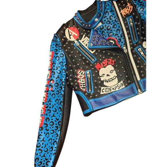AZALEA WANG Medium STUDDED LEATHER JACKET PUNK MISFITS CASUALTIES EXPLOITED - Picture 14 of 16
